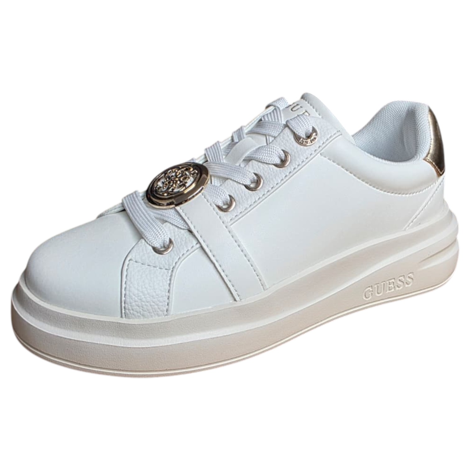 Sneakers Donna Guess Erizo 4 G Logo Leather White Platinum