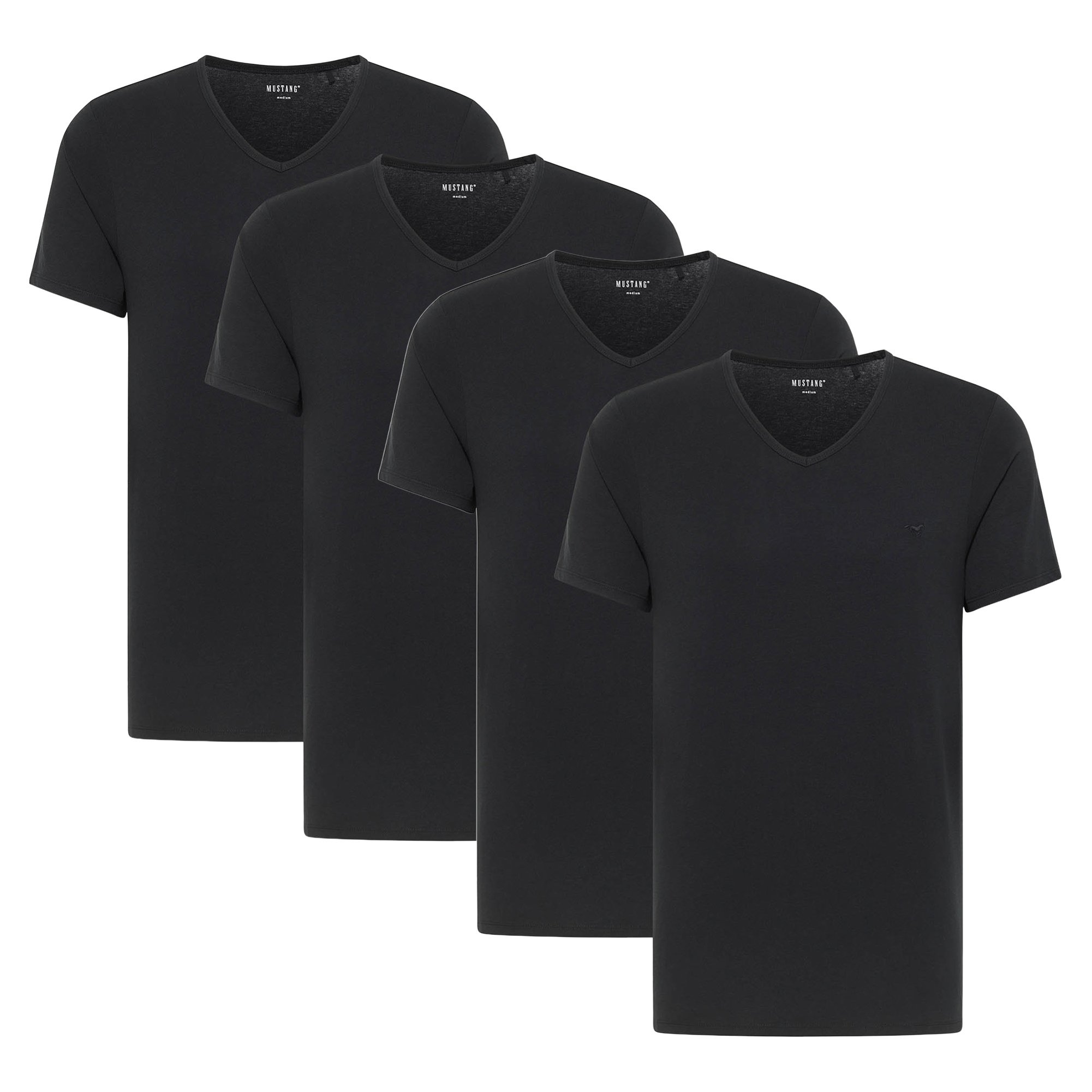 MUSTANG camisetas para hombre, paquete de 4 - Amado, algodón, Single Jersey, cuello en V Style Amado 4-Pack