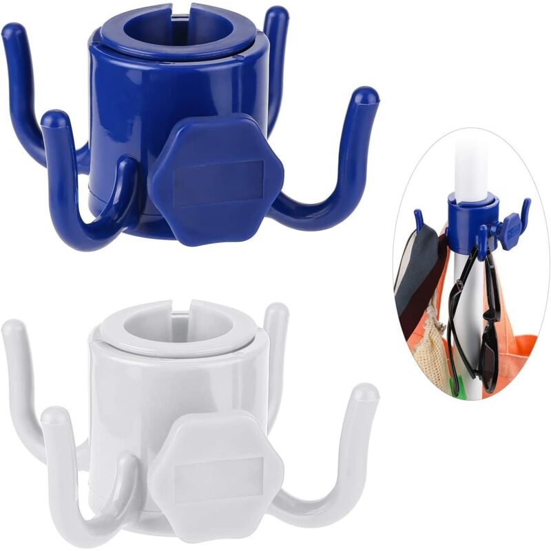 CA Gancho para sombrilla de playa, paquete de 2, soporte de 4 puntas para sombrilla de playa, accesorios de viaje para acampar en la playa