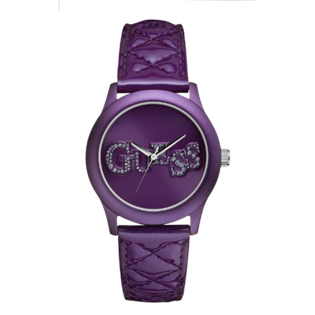 Guess Reloj Mujer Caja De Aluminio Pulsera  De Color Lila Resistente Al Agua  W70040l3