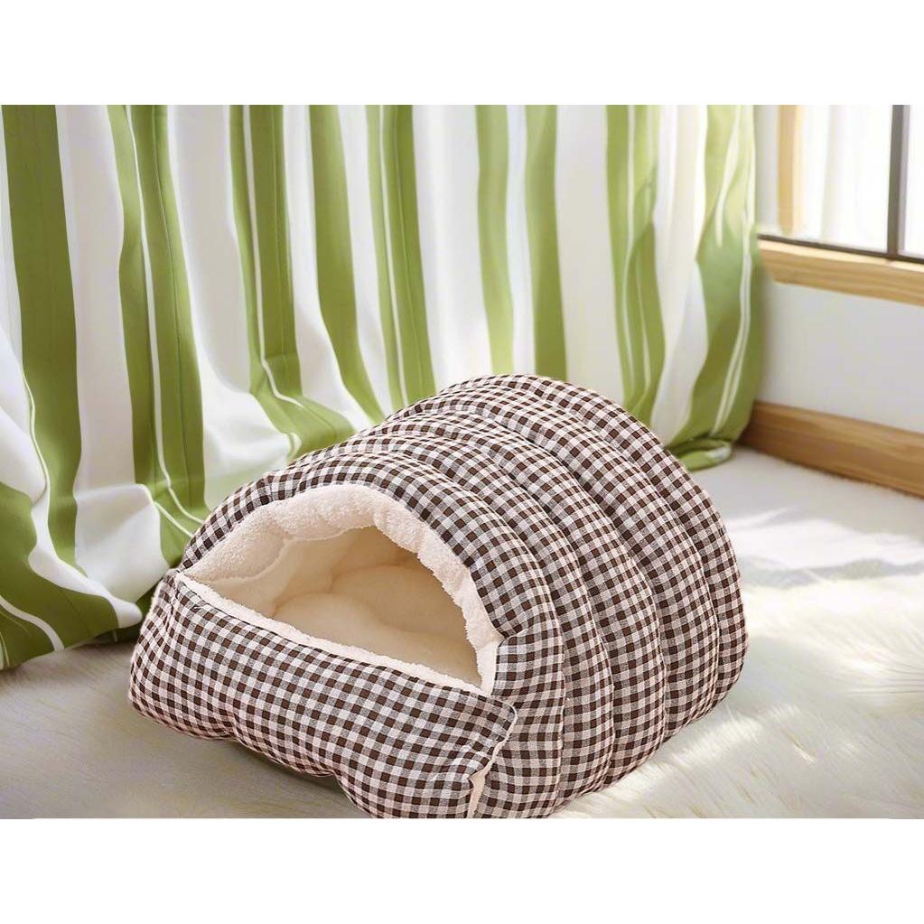 TK Cama semicerrada para gatos con forro de felpa, lavable, elegante y práctica para esconderse. Ideal para gatitos, cachorros y mascotas pequeñas. Ideal para dormir en interiores en invierno. Ideal para jugar en interiores en invierno.