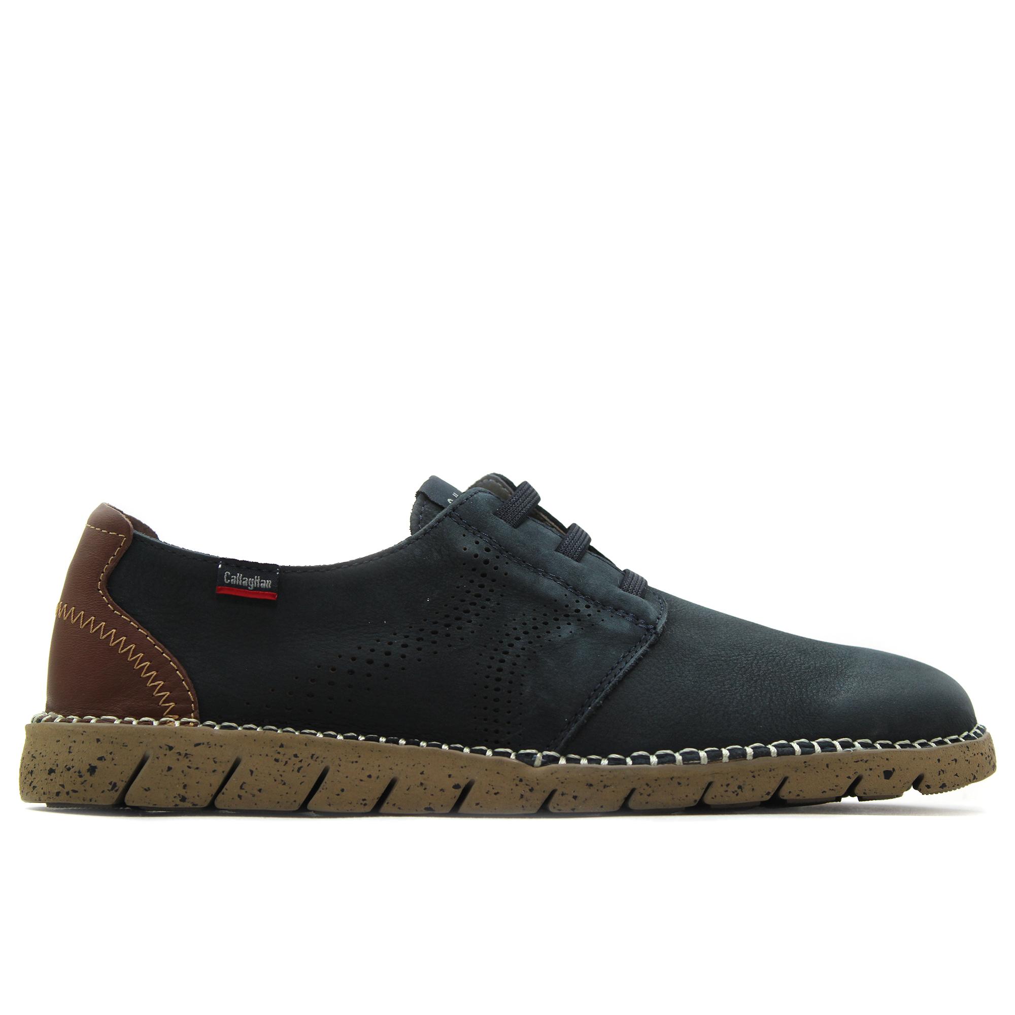 Callaghan 43200 Zapato casual de cordones elásticos, con suela de goma, liso,de piel,ligero de peso para caballero