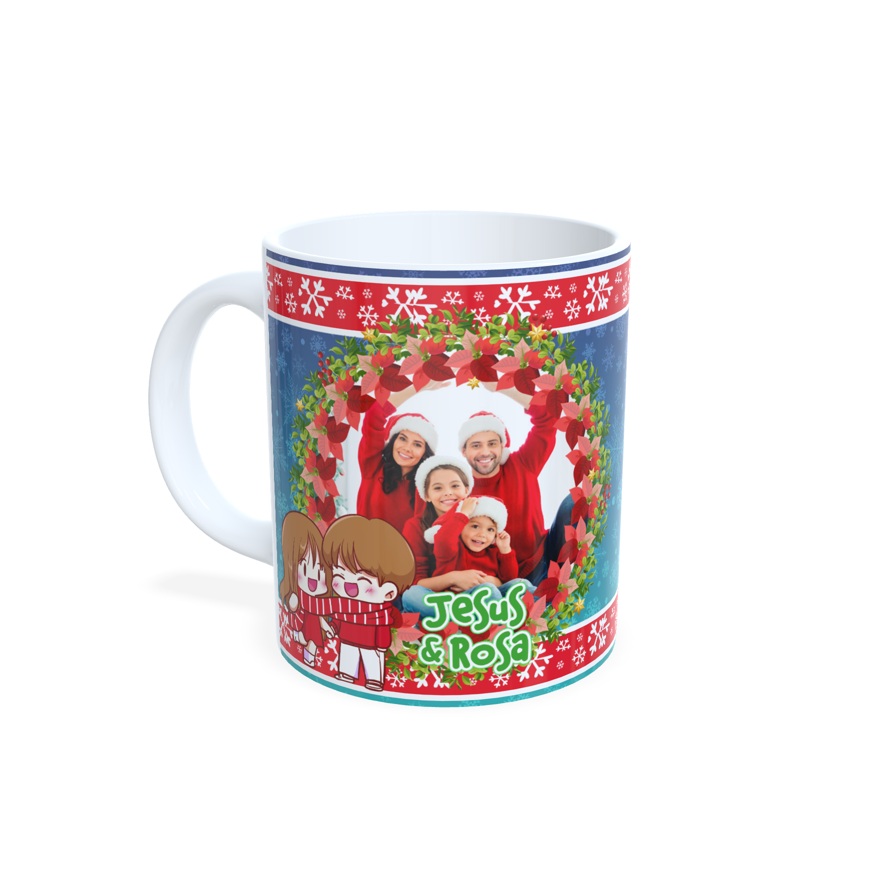 Taza personalizada Navidad pareja con foto y nombres | Regalo romántico navideño.Conecta+y+compra