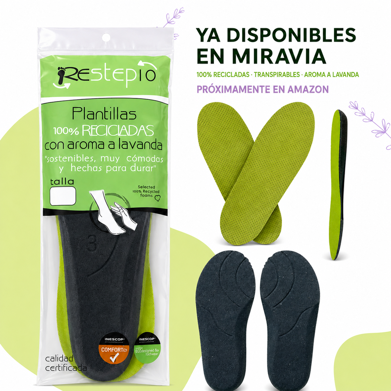 Plantillas ergonómicas, antiolor para cualquier talla de zapato de hombre o mujer. Descanso para los pies by ReStep 10