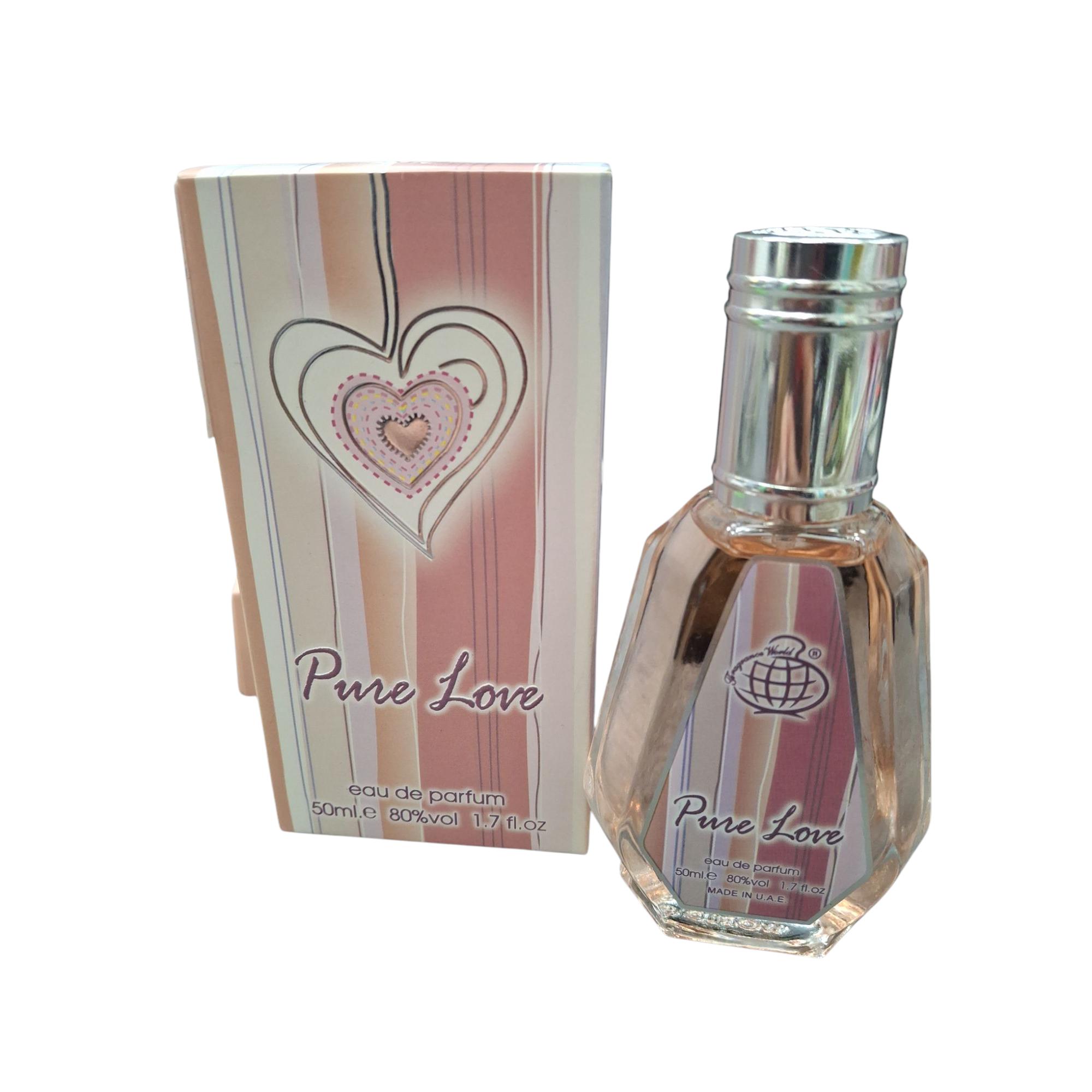 Perfume árabe de mujer Pure Love Fragance world 50ml,Fragancia femenina floral, fresca, dulce, floral, Colonia de mujer oriental, tamaño bolso 50ml NOVEDAD