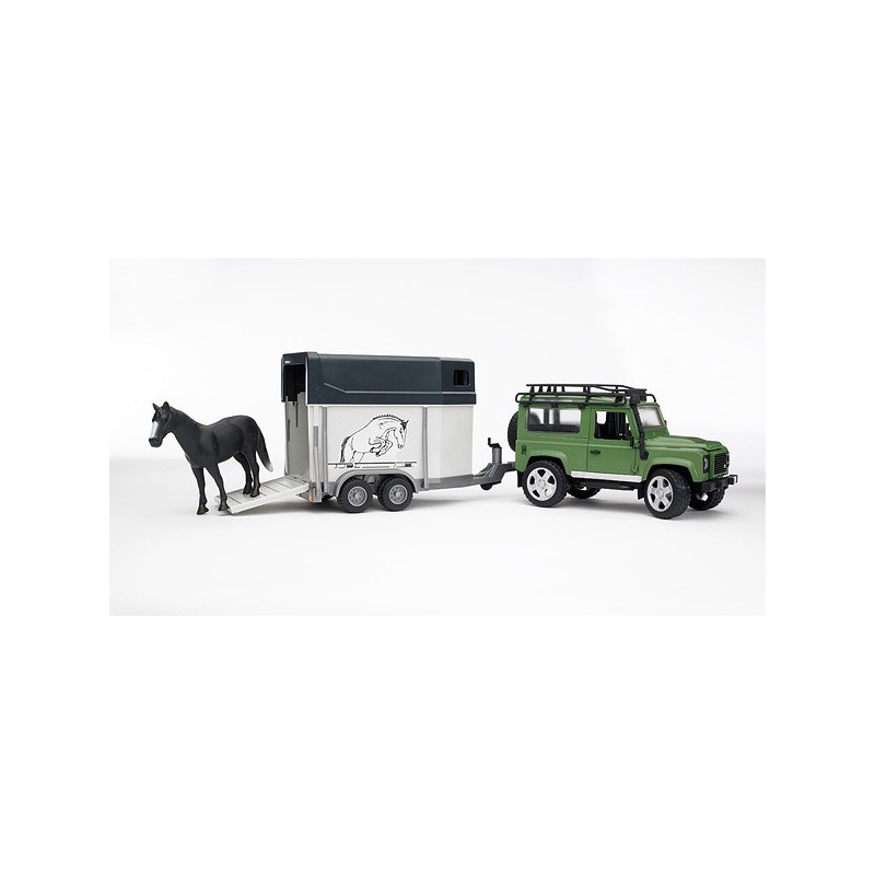 Bruder – Land Rover Defender SW transporte equino con un caballo.