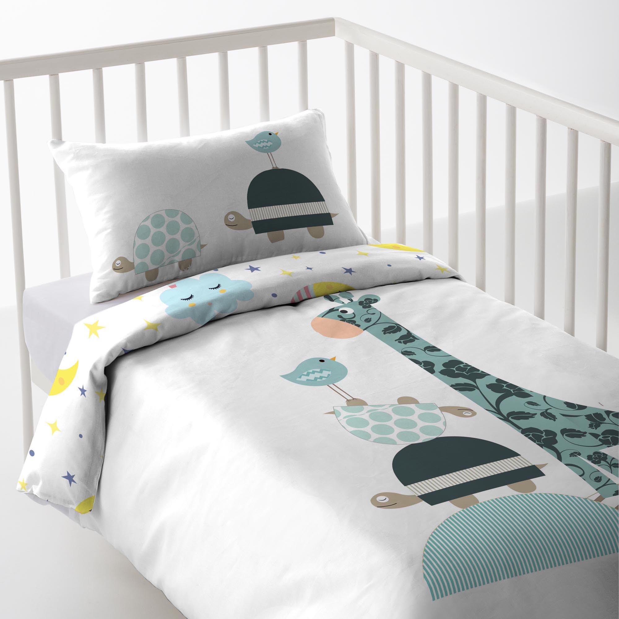 COOL KIDS - Funda Nórdica Cuna Estampada Reversible - 100% Algodón Extrasuave - 9 Modelos - Medidas Disponibles 100×120/115×145 cm - Fabricado en España