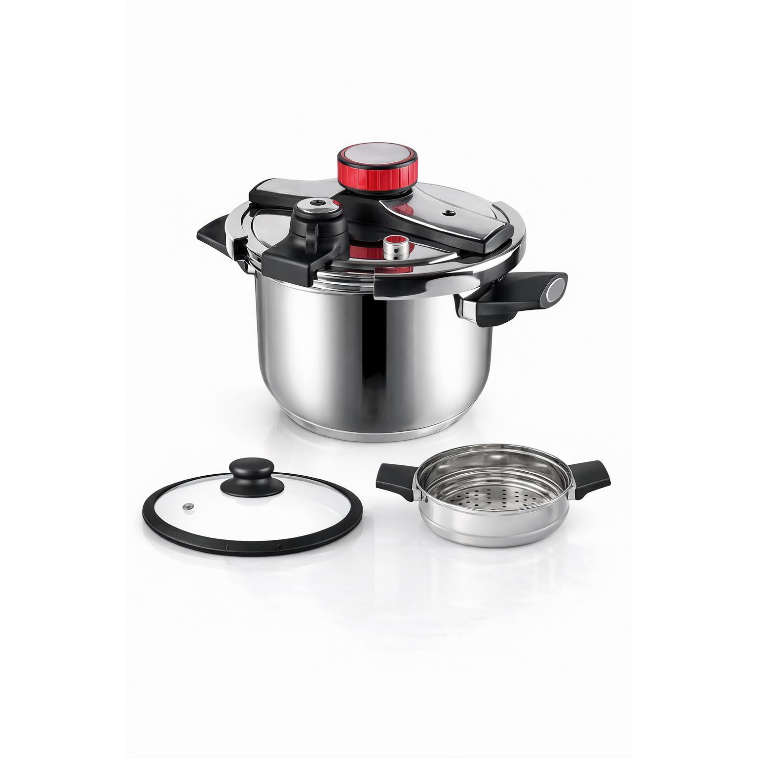 Olla royal swiss a Presión express para inducción de Acero Inoxidable – Cool / 4L / 6L / 8L, para Cocina Doméstica y Profesional, Estilo Alemán