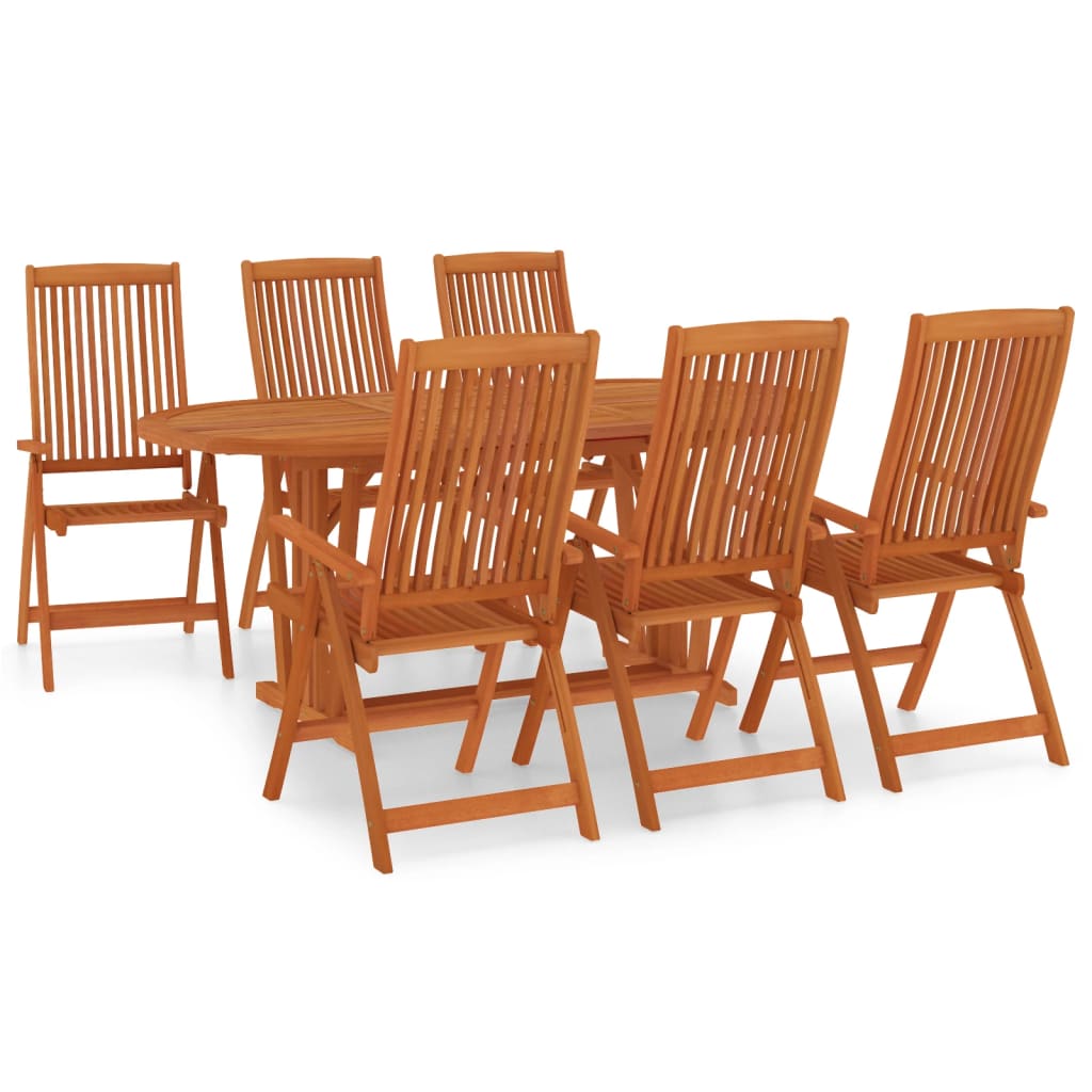 vidaXL Juego de comedor para jardín 7 pzas madera maciza de eucalipto