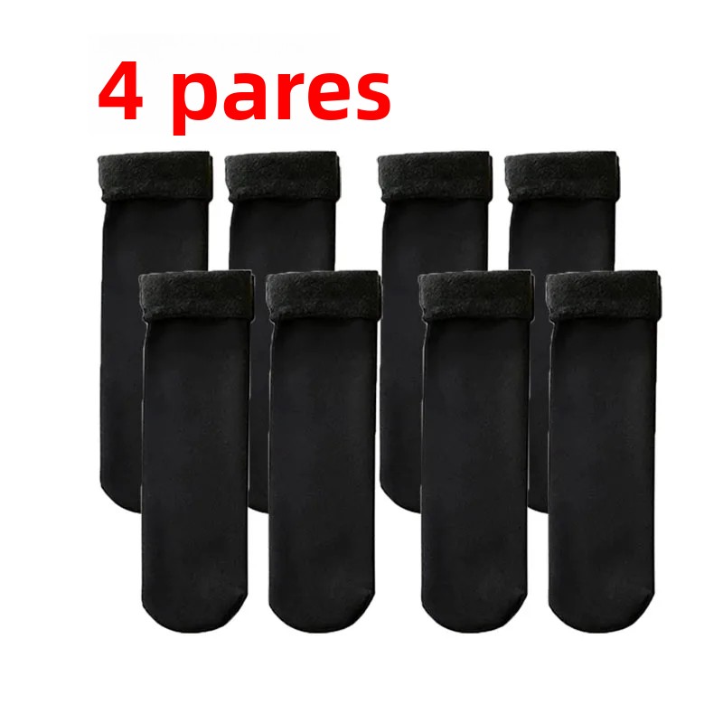 TK Calcetines De Invierno Para Mujer 1-4 Pares Cómodos Y Elásticos Calor Sólidos Gruesos Térmicos Negro Sin Costuras Suaves De Veludo Calcetines Bajo
