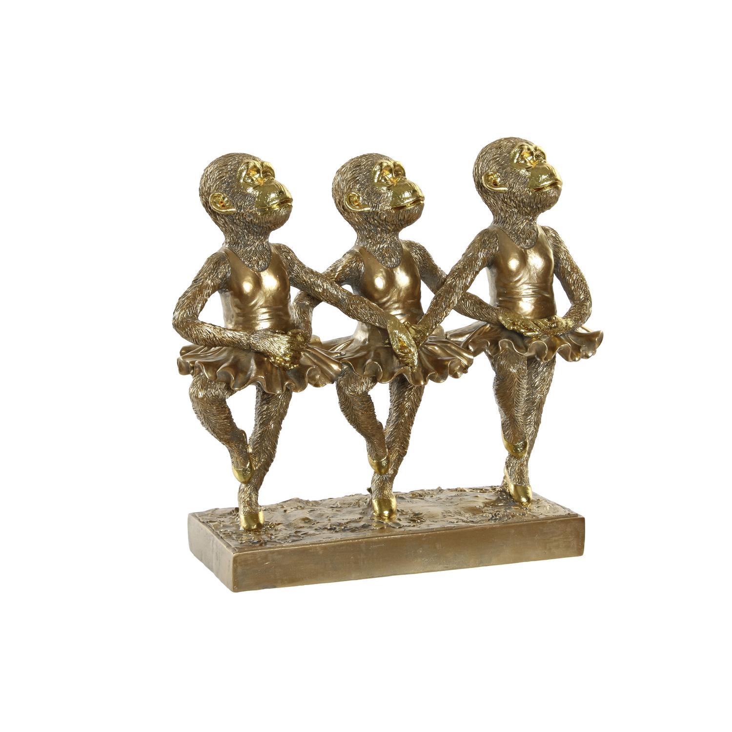 FIGURA RESINA 32,5X12,5X29 MONOS BALLET DORADO RF181306