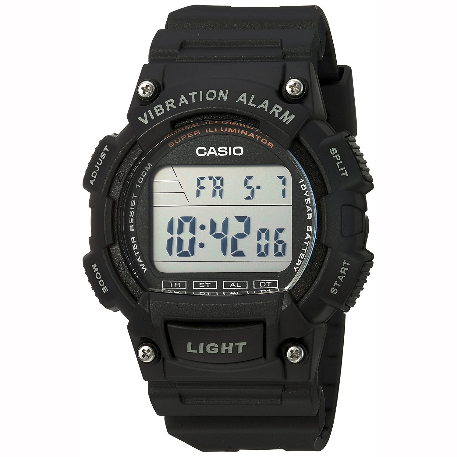 Casio W-736h-1avcf Vibration Alarm Reloj Para Para Hombre Color Negro