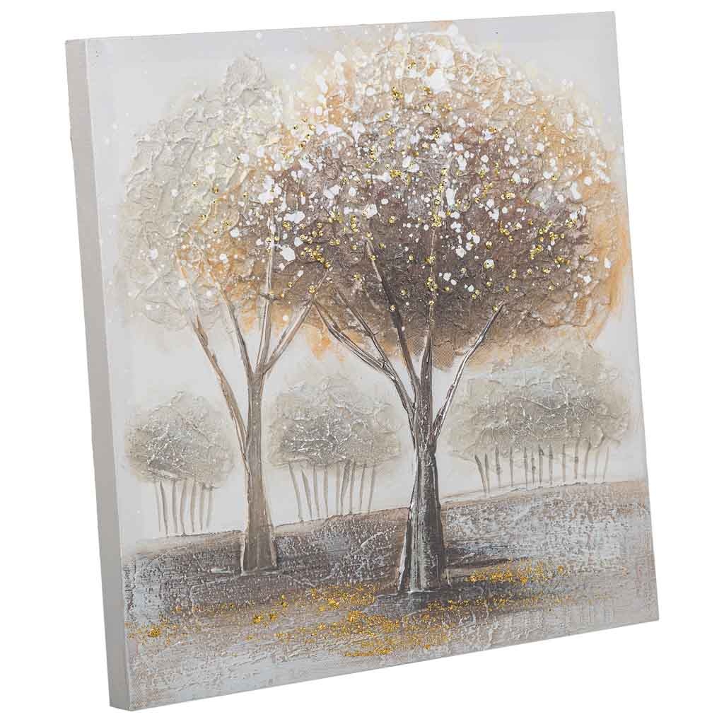 Wonderlust Deco - Cuadro pintado a mano con relieve oro 40x40x2.5 Multicolor 40x40x2.5h cm