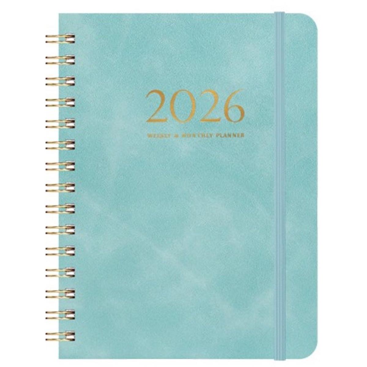 Cuaderno espiral A5 - Agenda académica 2025-2026 - Planificador diario, semanal y mensual - Julio 2025 - Junio 2026 - Páginas para cuaderno de estudiante - Encuadernación doble, agenda para la semana escolar y laboral - 21,5 * 15,4 cm