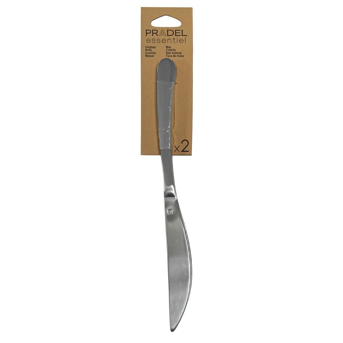 PRADEL ONDINE Set 2 Cuchillos Acero Inox 18/0 - 1,5MM Acero Brillo Fácil de limpiar Material 100% saludable