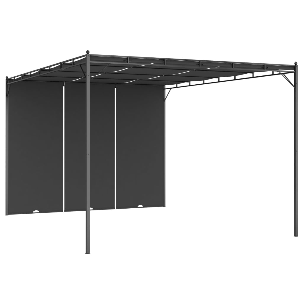 vidaXL Cenador de jardín con cortina lateral gris antracita 4x3x2,25 m