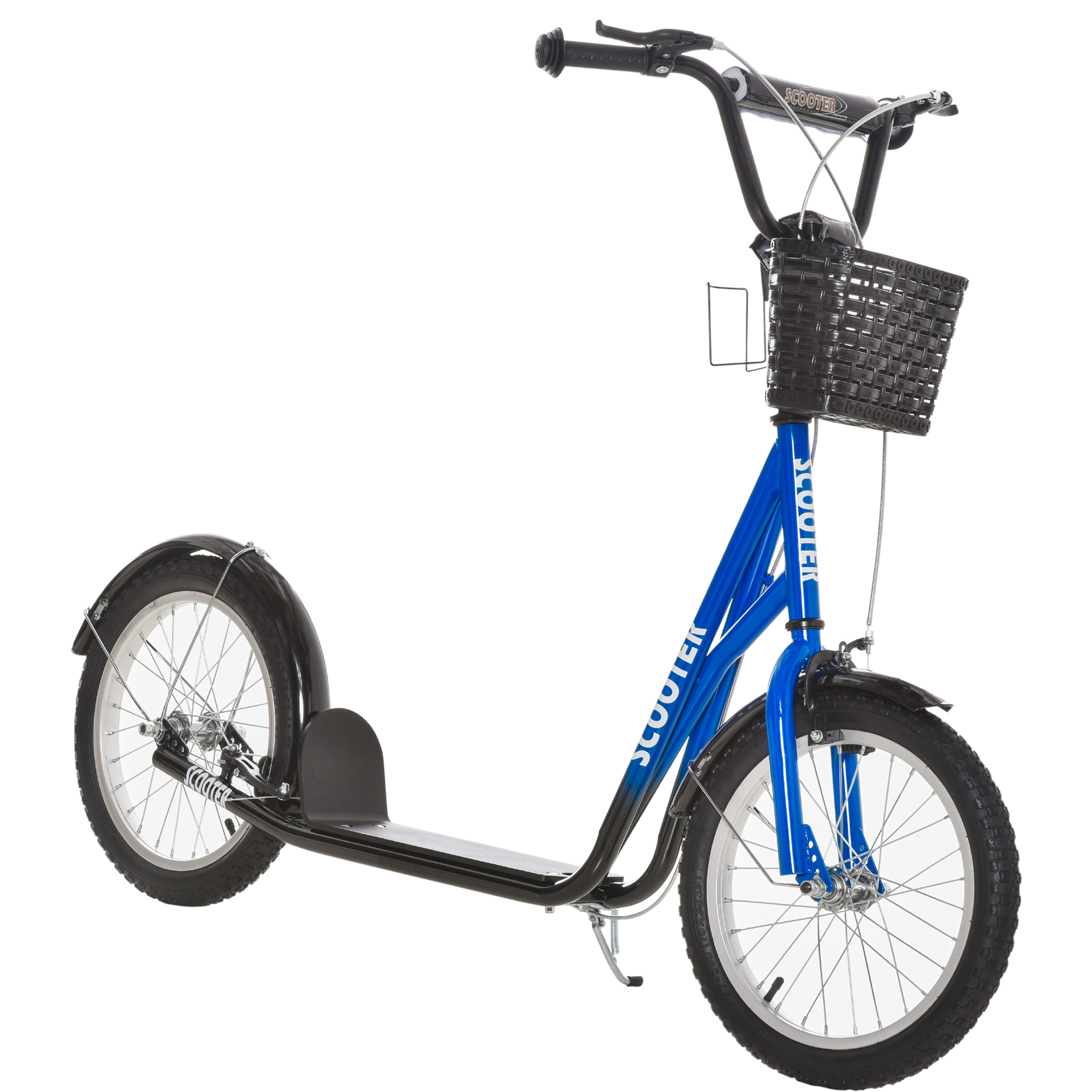 HOMCOM Patinete Infantil con Cesta de Freno, Regulable en Altura para 5-12 niños, Patinete, Patinete, aleación de Aluminio, Goma, 139 x 58 x 90-96 cm
