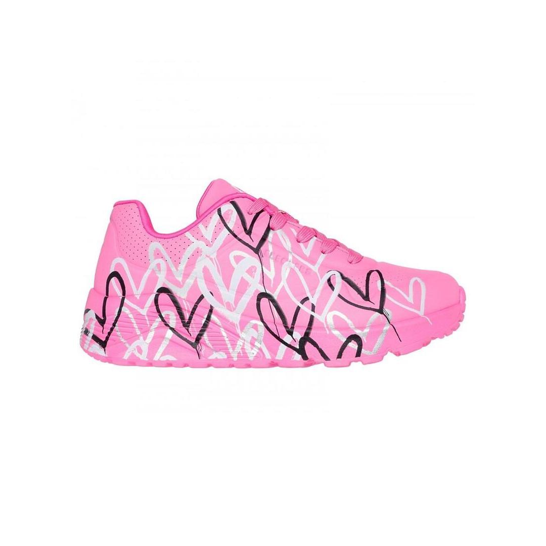 Zapatilla Niña Skechers UNo Lite Corazones Rosa