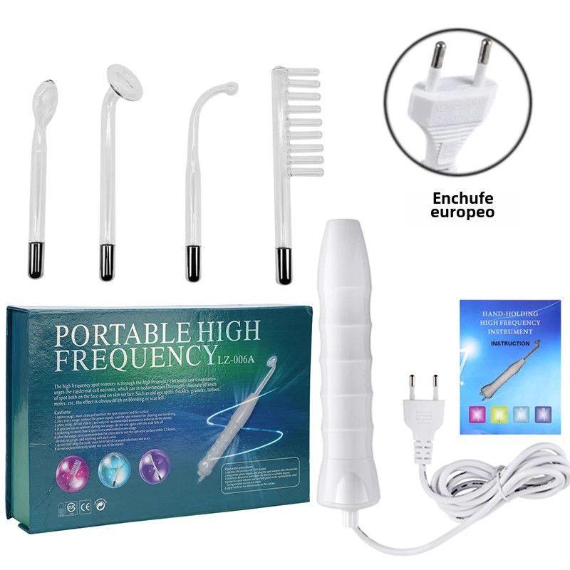 Máquina De Alta Frecuencia Para El Rostro Electroterapia Neón Masajeador De Piel Rejuvenecimiento Facial Spa Anti Acné Antiarrugas Con Varita De Vidrio