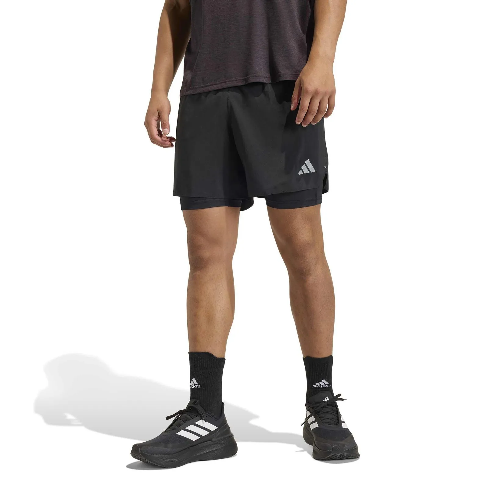Pantalón corto Adidas ADI365 Essentials Negro 7" 2in1  - Short de running para hombre regular fit con malla interior - KA4331