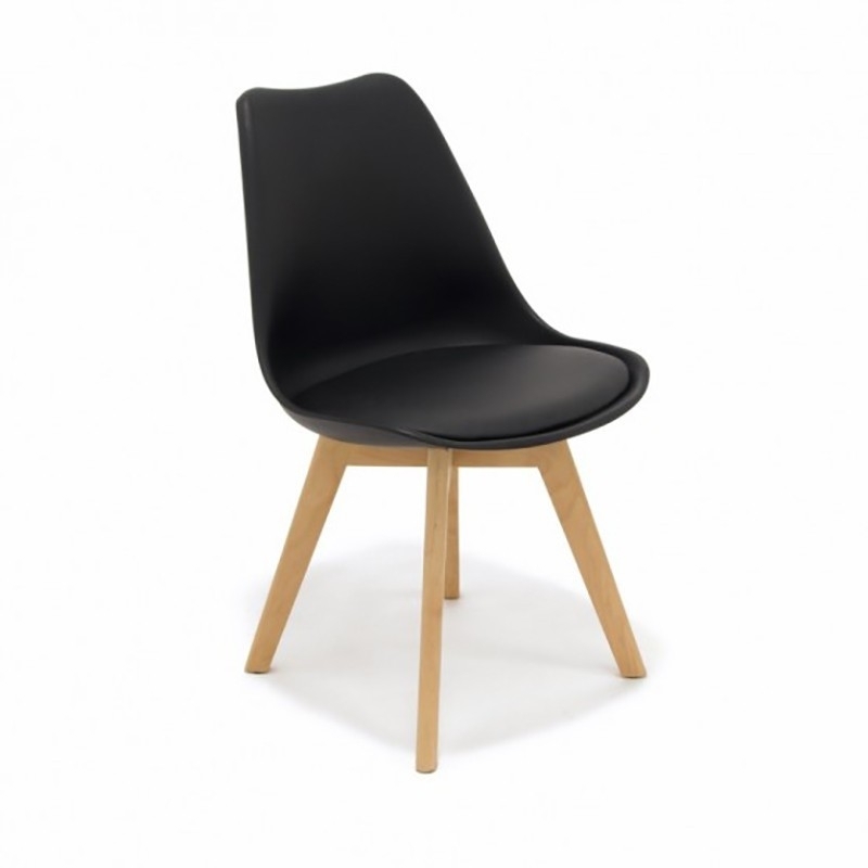Silla TORONTO 4P (SU), madera, polipropileno color a elegir y cojín del mismo color.