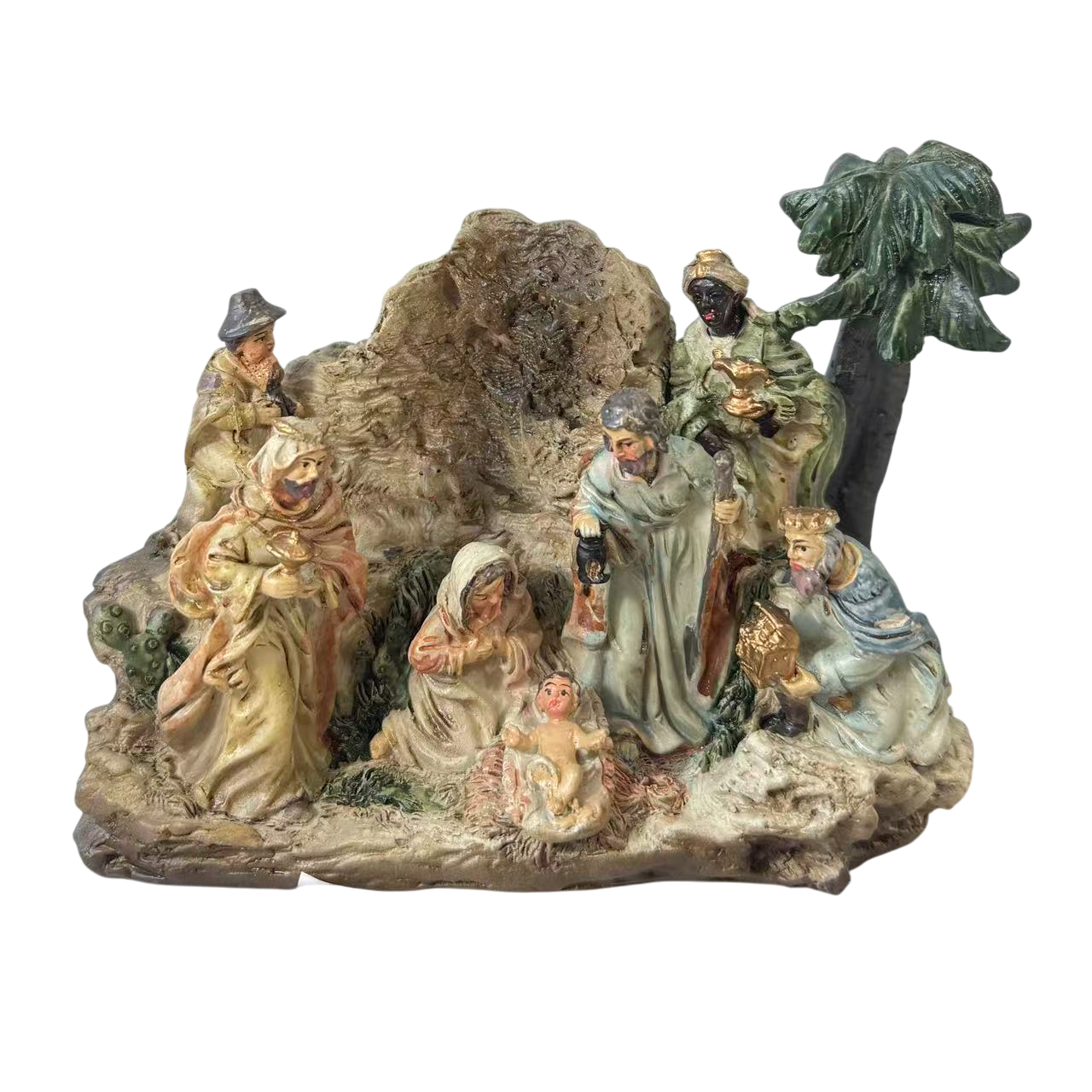 Escena de Navidad Figuras de Nacimiento de Resina para Decoración de Navidad - Gerimport
