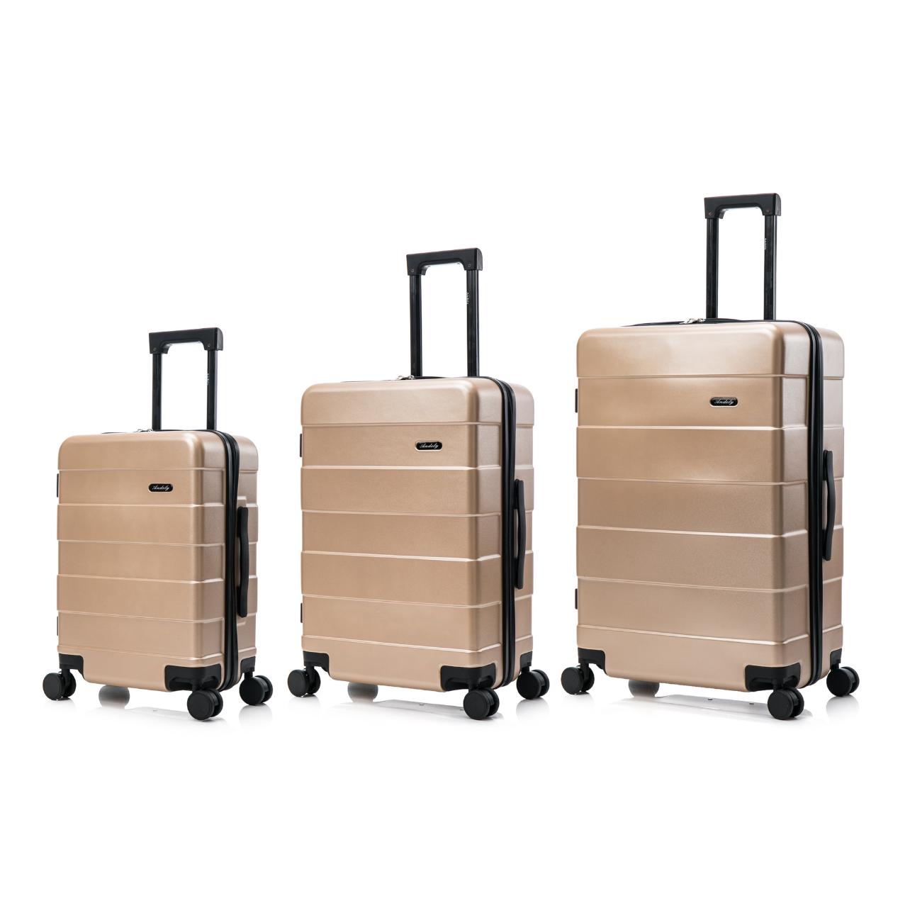Maleta de 3 piezas con ruedas giratorias, ABS+PC, ligera y resistente - ANDELY