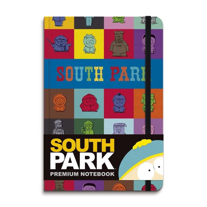 Cuaderno A5 South Park Premium, Tapa Dura con Goma Elastico, 96 Hojas, Incluye Pegatinas y Bolsillo Interior Trasero, Encuadernacion Encolada, para Colegio y Oficina, Multicolor