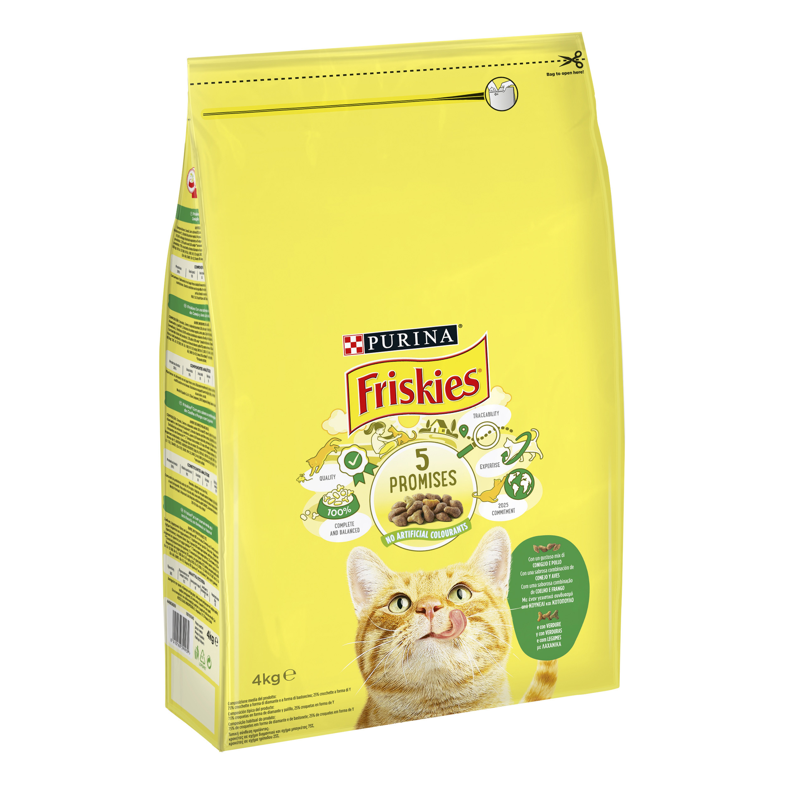 Friskies Adult con Conejo, Pollo y Verduras para Gatos  Pienso completo para gatos adultos