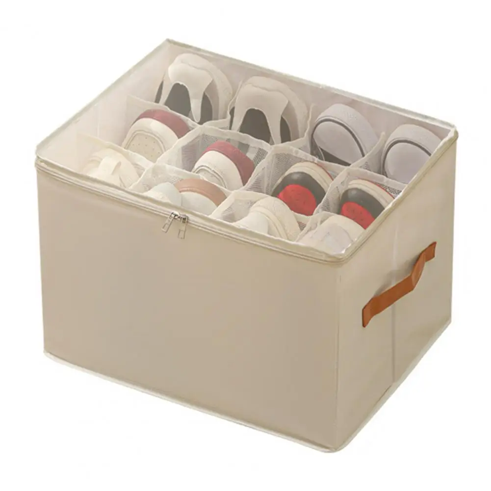 TK Caja De Almacenamiento Multifuncional Para Zapatos Con Compartimentos, Tejido Plegable Y Cubierta, a Prueba De Polvo Y Humedad, Lavable