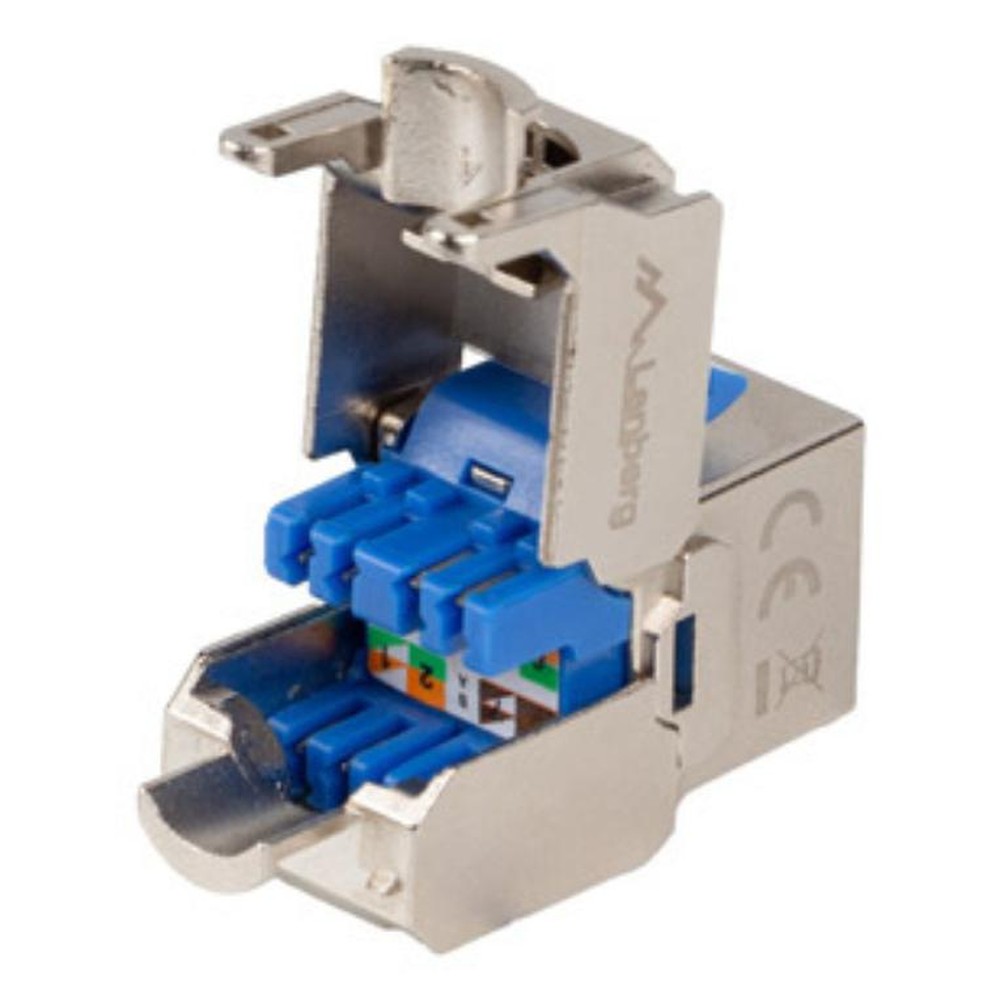 Lanberg - Módulo conector de red Cat6a KSFA-3000 plano FTP, color azul y plata, para instalaciones profesionales en racks y armarios eléctricos