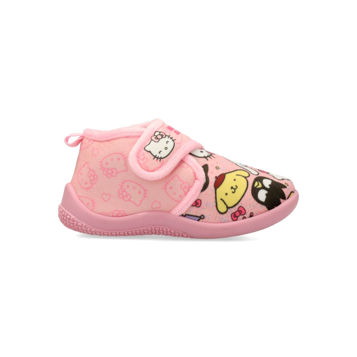 Hello Kitty - Zapatillas de casa botita para niña con cierre adherente y suela de goma flexible color rosa modelo abrigado