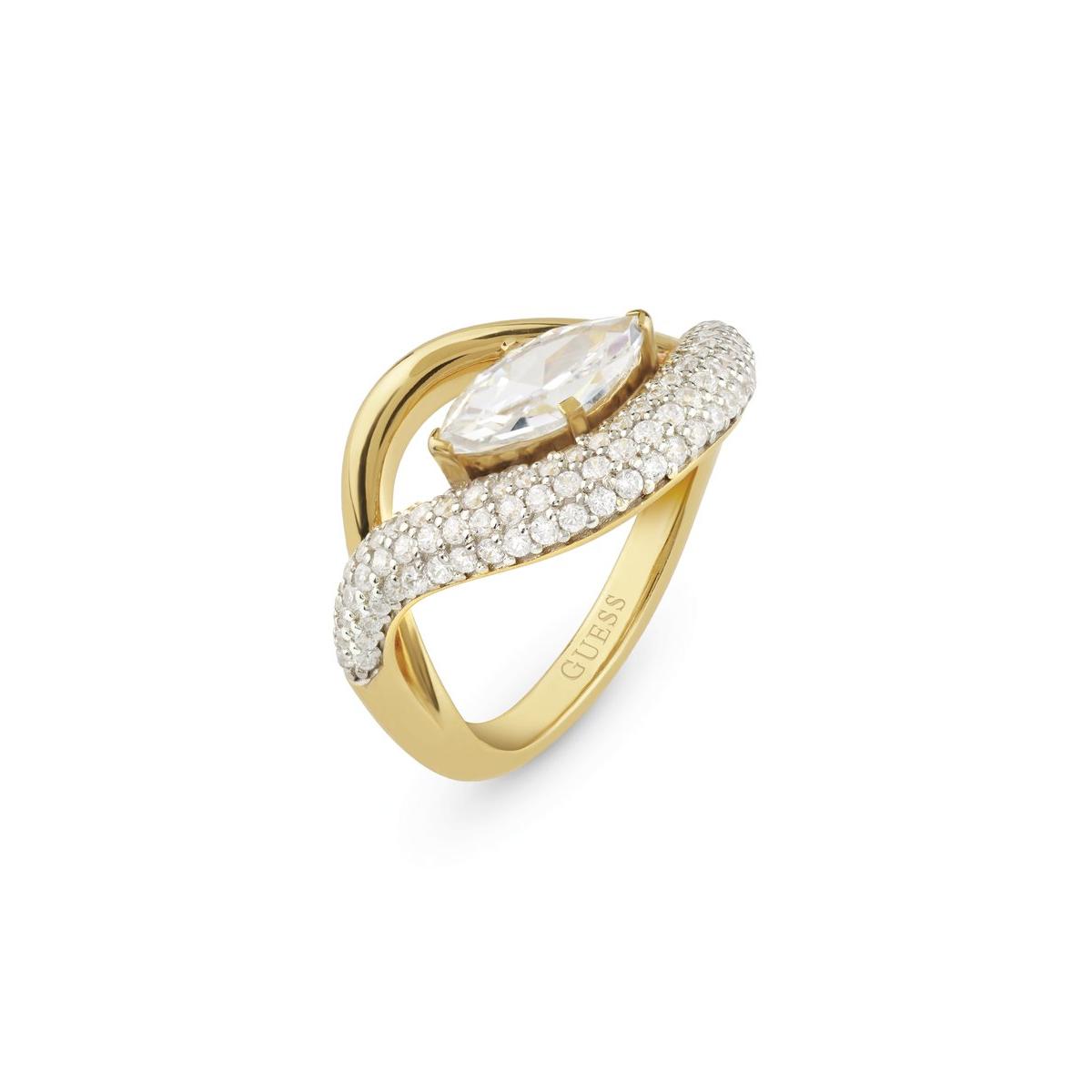Guess Jewelry Silver Anillo Mujer Ring Double Wave De Plata Dorado Talla Europea 56 Talla España  Jsbr05073jwyg56