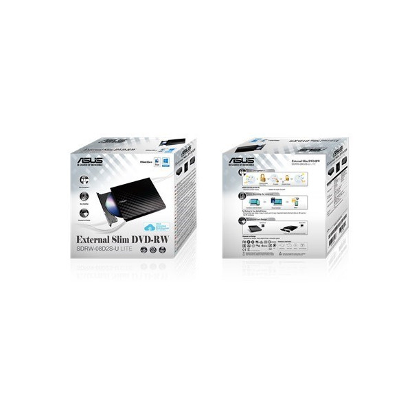 Regrabadora Dvd Ext. Asus Slim Sdrw08d2s-b Negra Usb2.0