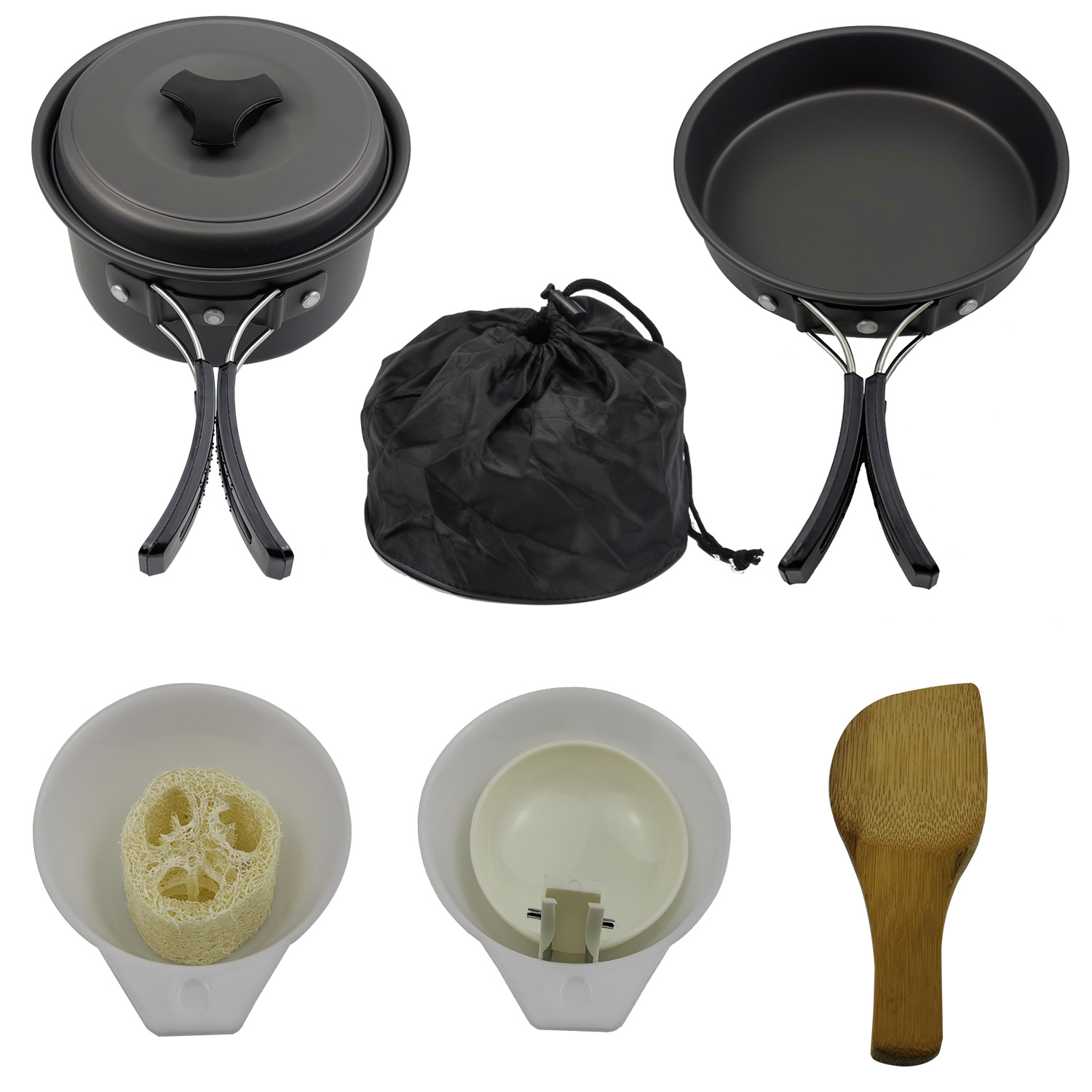 CA Juego de utensilios de cocina Para acampar, juego de cocina Para acampar, juego de herramientas y sartenes para acampar para Viajes de mochilero, equipo y accesorios Esenciales portátiles para acampar