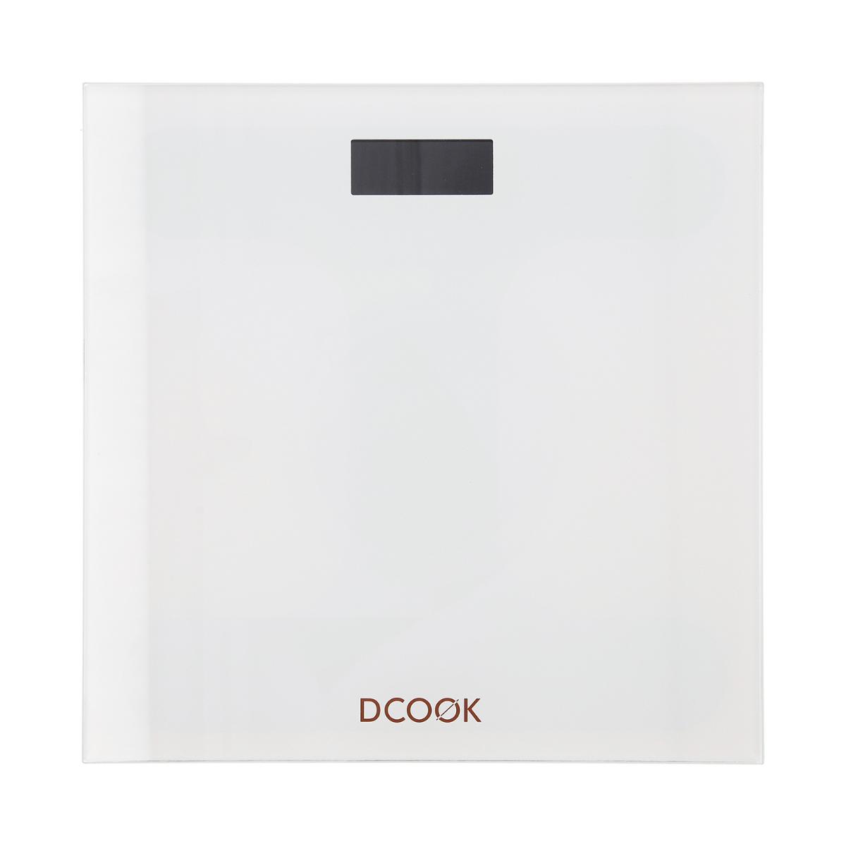 Báscula de baño 180kg DCook GALLERY, es un dispositivo elegante en color blanco con una superficie de vidrio templado de 6mm, Puede Pesar en Kilo y en Libra. Balanza de Cuerpo, Peso para Persona