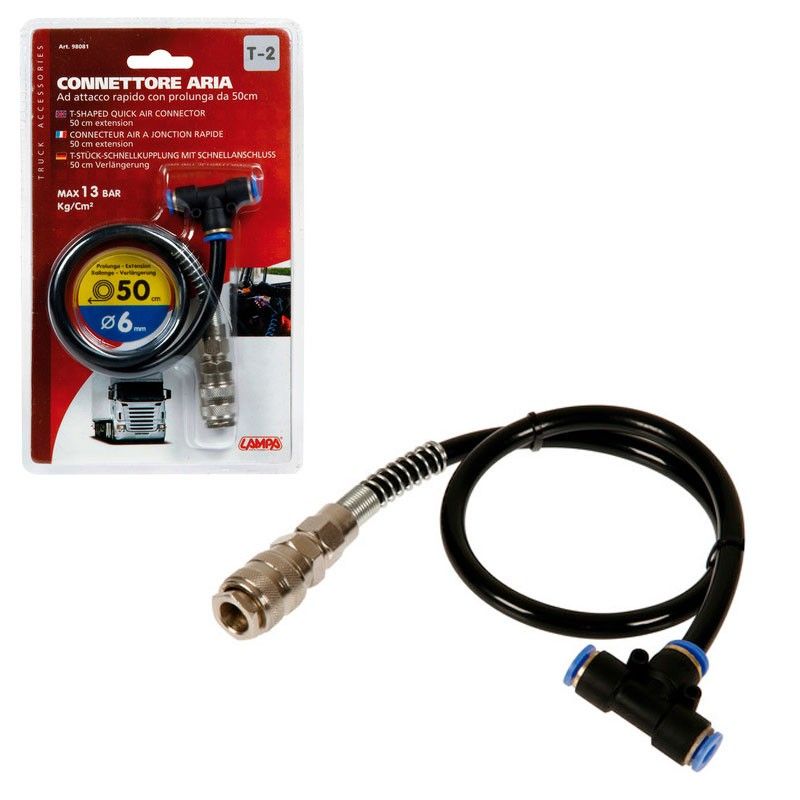 Conector De Aire Rápido Con Alargador T2 De 60 Cm De Diámetro 6Mm De LAM98081