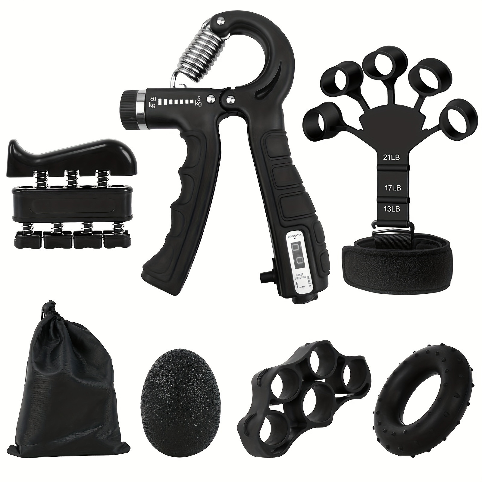 Juego de Ejercitadores de Mano Ajustables – Kit de 5 Piezas para Fortalecimiento Muscular