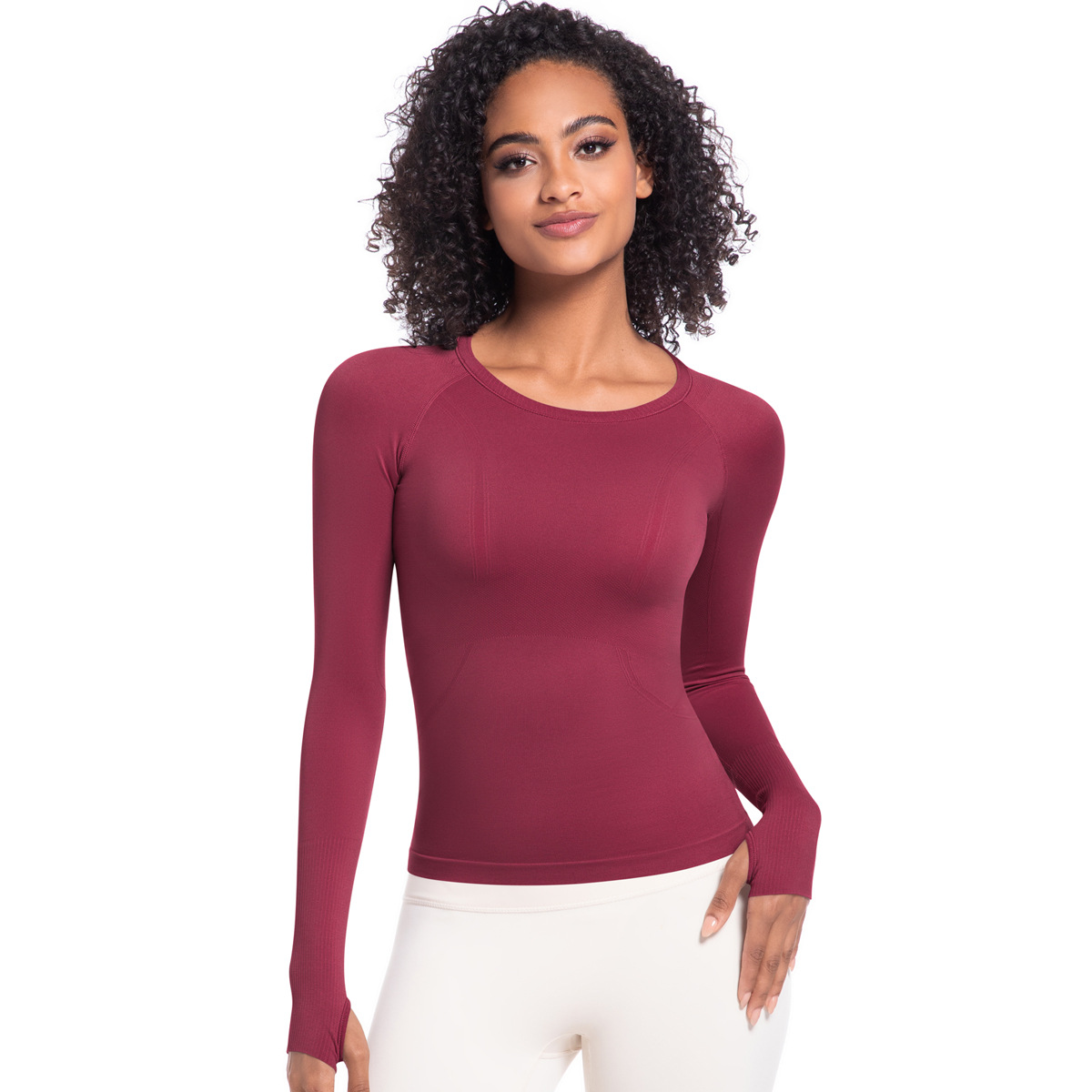 OmHO Camiseta de manga Larga para Mujer, Top de entrenamiento para Gimnasio transprado, ropa de entrenamiento para Mujer, ropa moldeadora Deportiva para Mujer