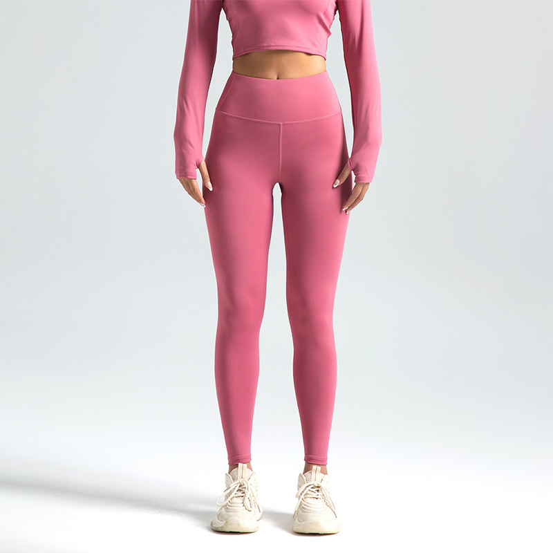 TK Pantalones de yoga color nude para mujer con guantes color melocotón, pantalones de yoga ajustados para mujer que controla