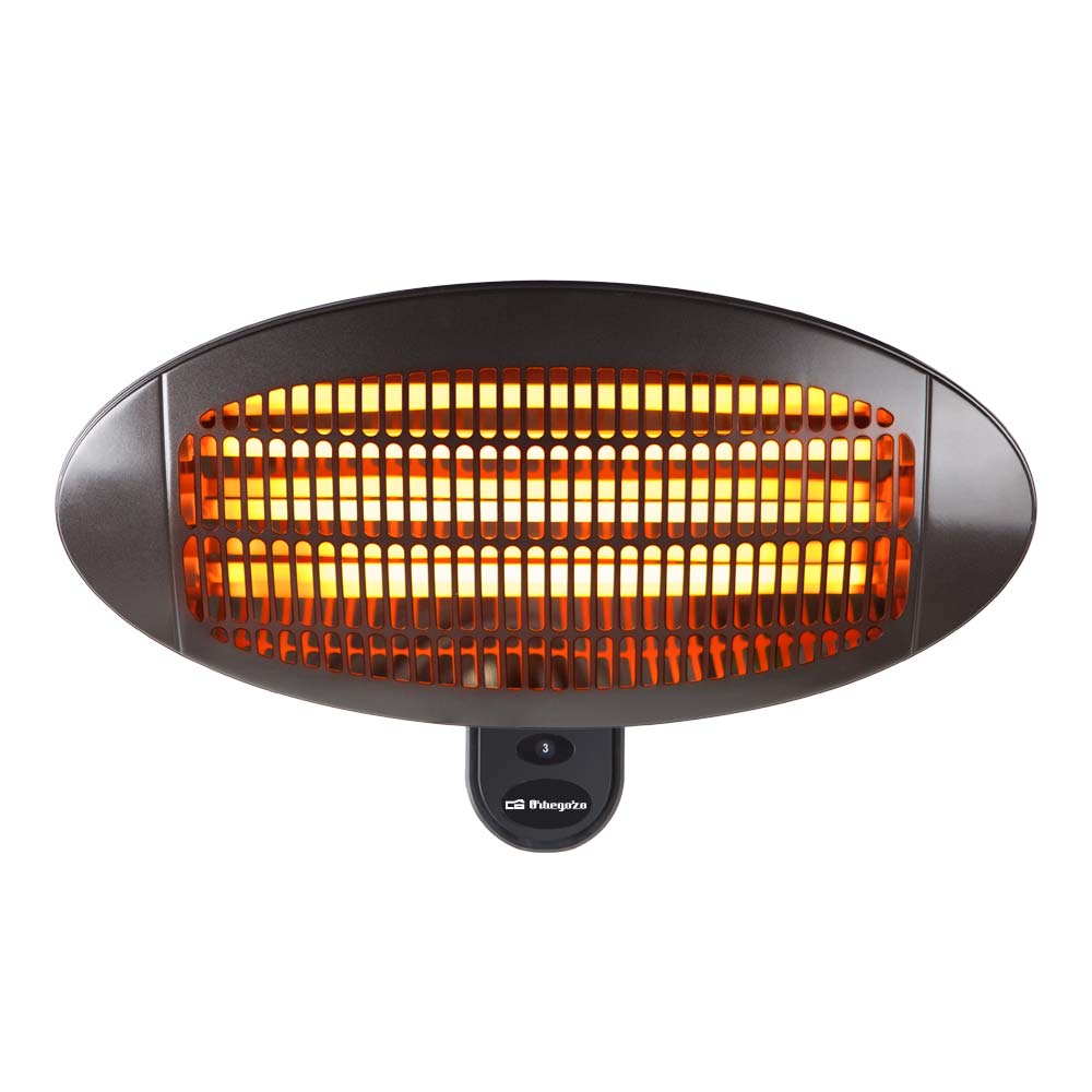 Orbegozo PHF 26 Calefactor de Pared para Exterior e Interior 2000W – Estufa Radiante de Infrarrojos con Protección IPX4, 3 Niveles de Potencia, Ángulo Inclinable 120° y Alcance de 3 Metros