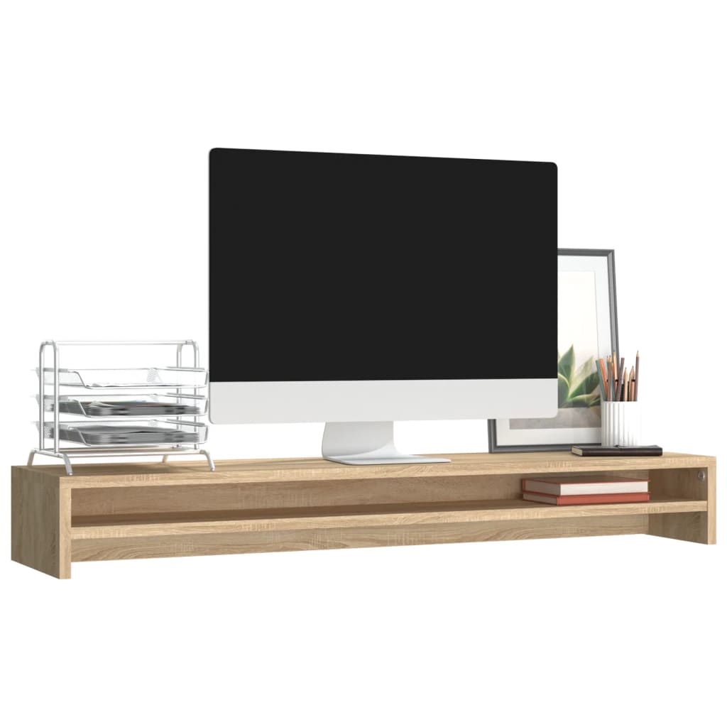 vidaXL Soporte Mesa para Pantalla Contrachapada de Roble 100x24x13cm Color Gris sonoma, Roble ahumado, Marrón roble y mas