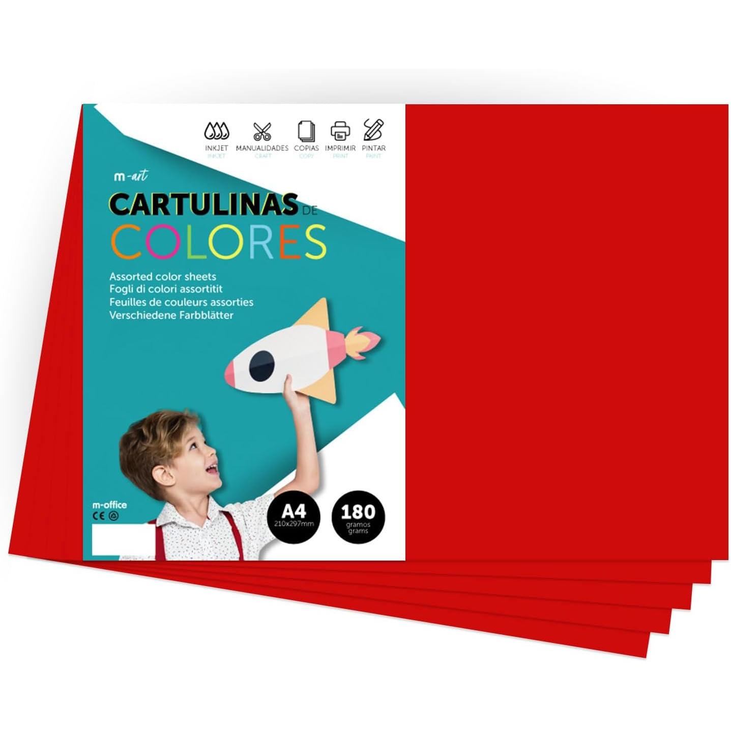 Cartulina de Colores, Cartulina Grande 50x65 cm de Colores Pastel, Cartulinas de Colores Pastel 180gr para Manualidades, Diseños Creativos y Proyectos de Arte · m-office (x125 hojas, amarillo)