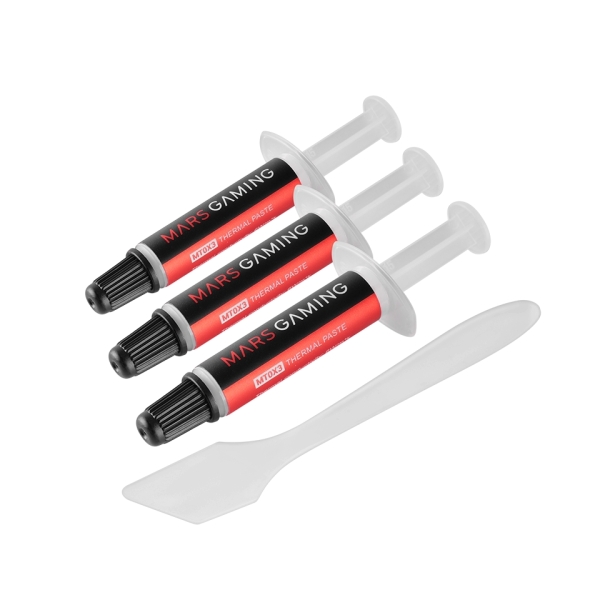 Mars gaming mt0x3 pack de 3 jeringas de pasta termica - soporta hasta 280ºc - espatula incluida - 1gr por unidad