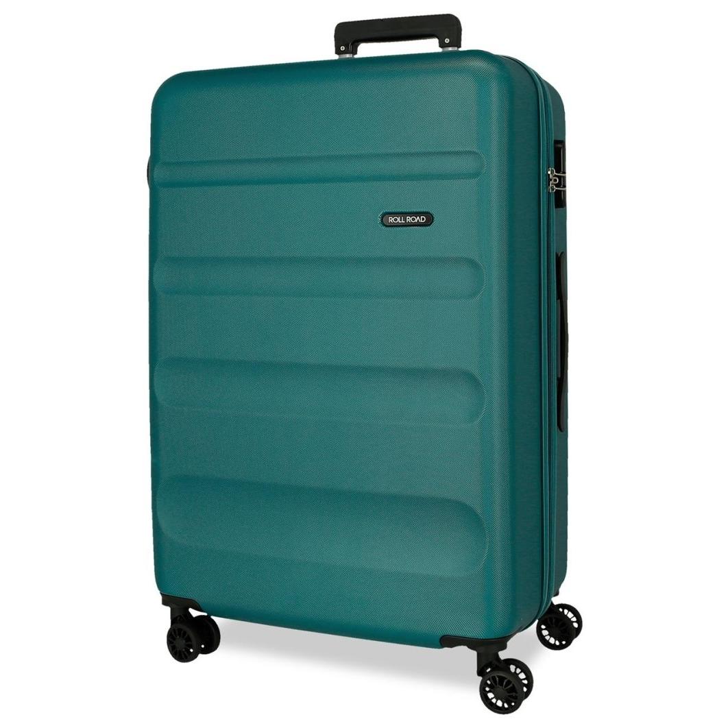 Large roll road flex green suitcase 75x52x28 cm. Hard and waterproof 4 wheels