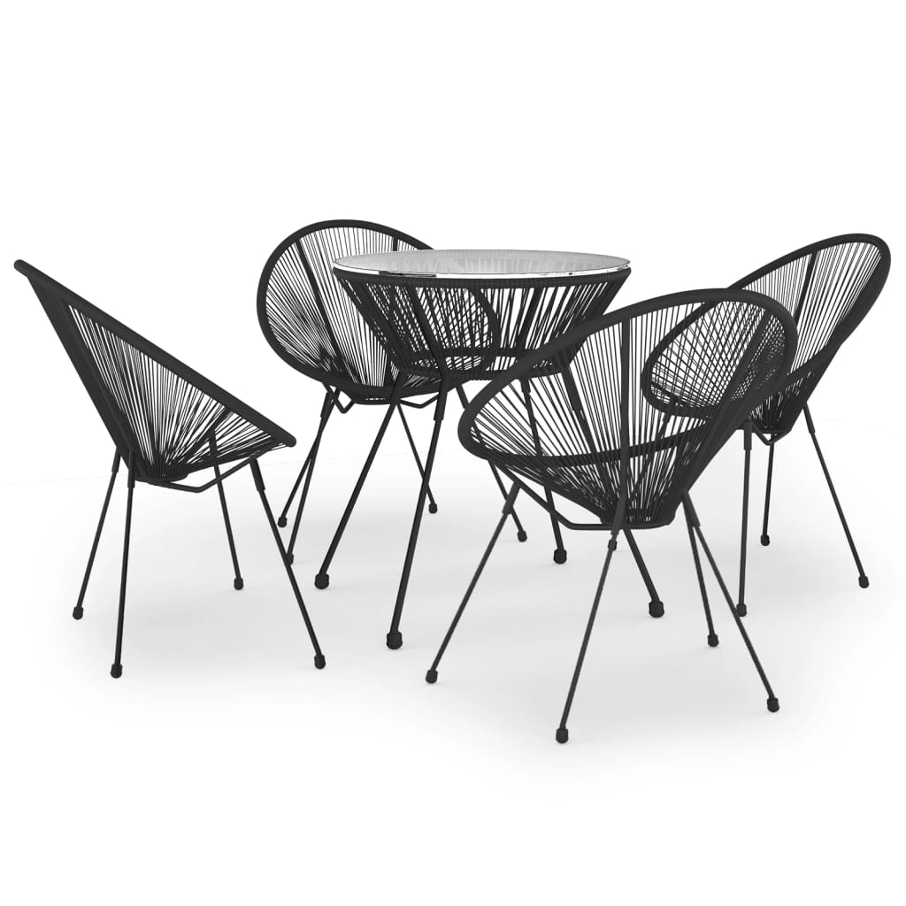 vidaXL Juego de comedor de jardín 5 piezas ratán PVC negro