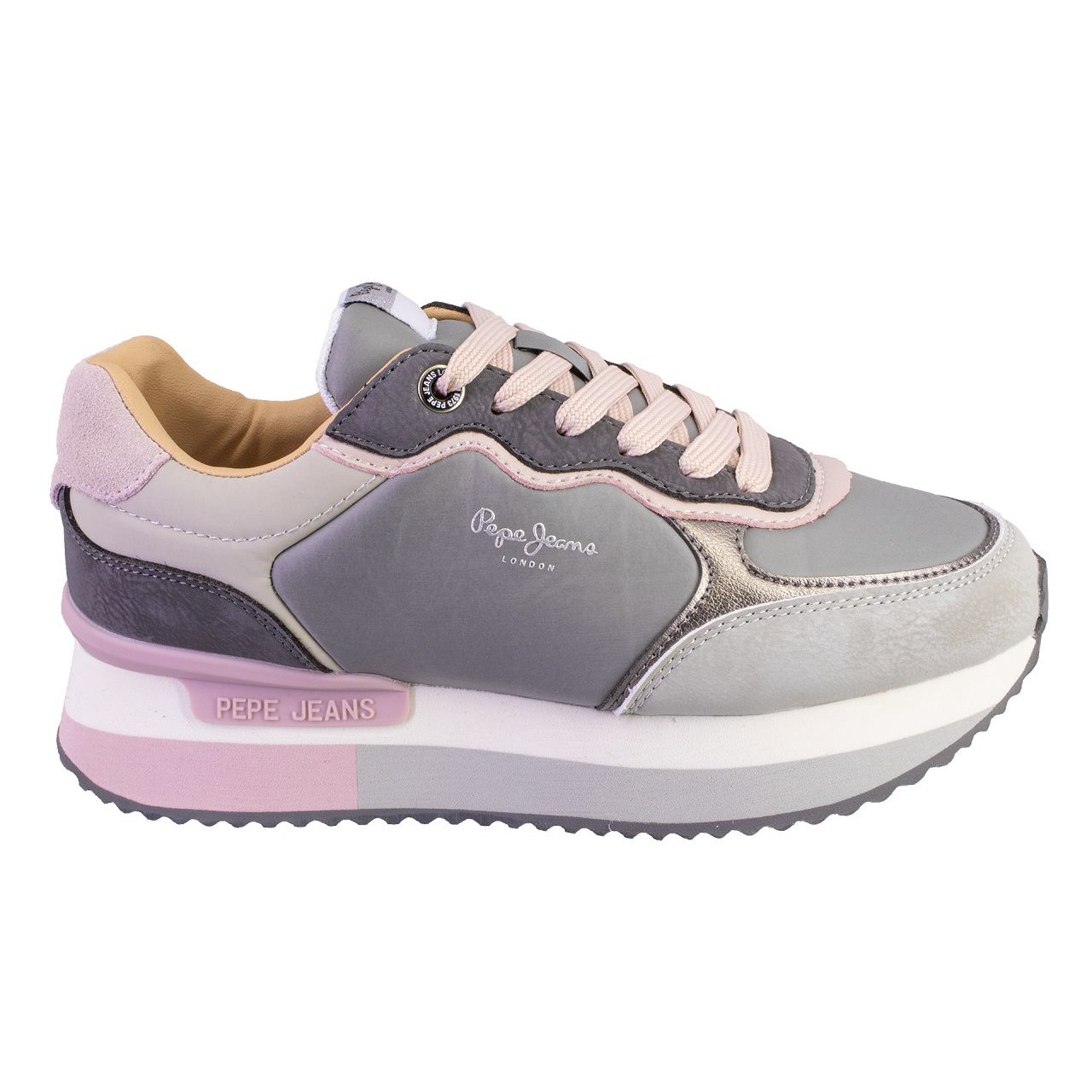PEPE JEANS PLS600007 Zapatillas casual de mujer gris y rosa 625