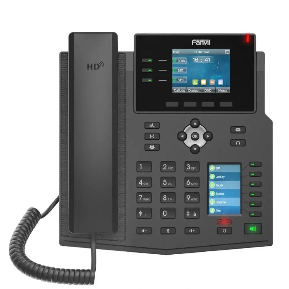 Fanvil - Teléfono IP X4U con 12 líneas SIP, pantalla LCD a color de 2,8 pulgadas y doble pantalla para oficina profesional