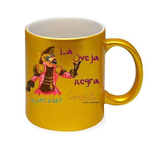 Taza Serie CARNAVAL La Oveja Negra - Diseño Exclusivo de Cádiz - Cerámica Blanca Premium Plus - 330 Ml