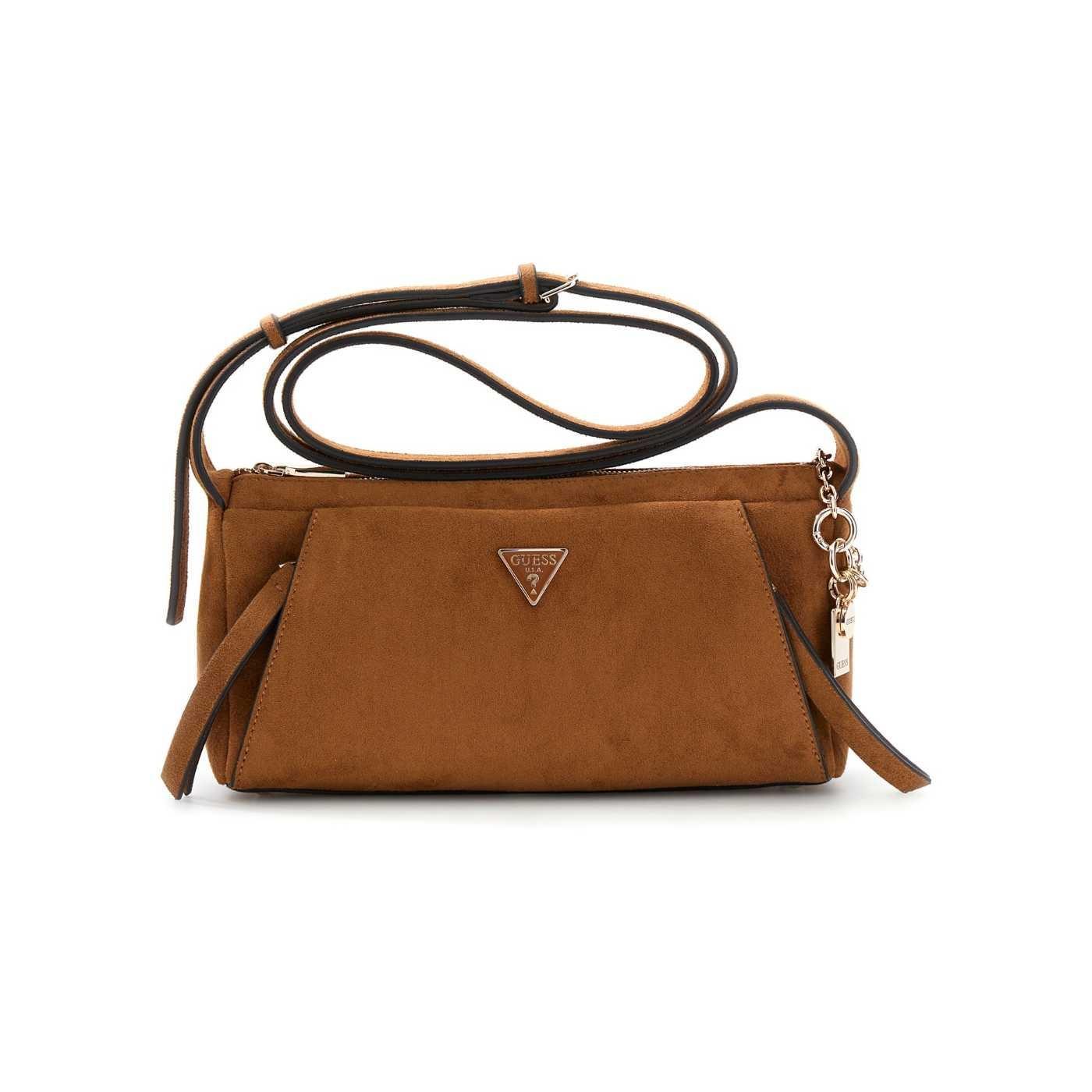 Bolso bandolera Guess Devon camel serraje para mujer